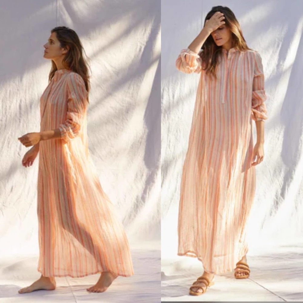 Christy Dawn The Riley dress caftan maxi style in salmon stripe size XS